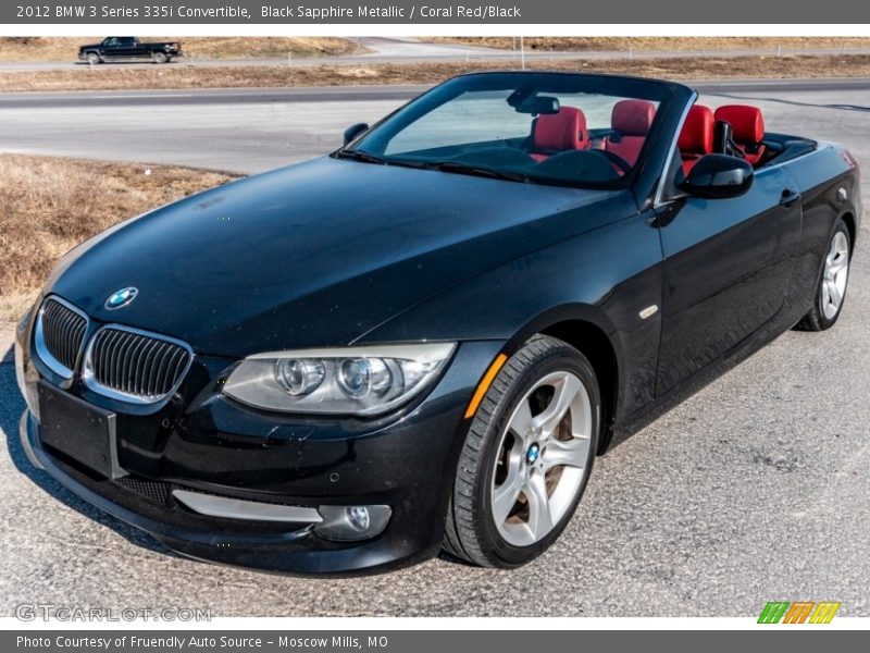 Black Sapphire Metallic / Coral Red/Black 2012 BMW 3 Series 335i Convertible