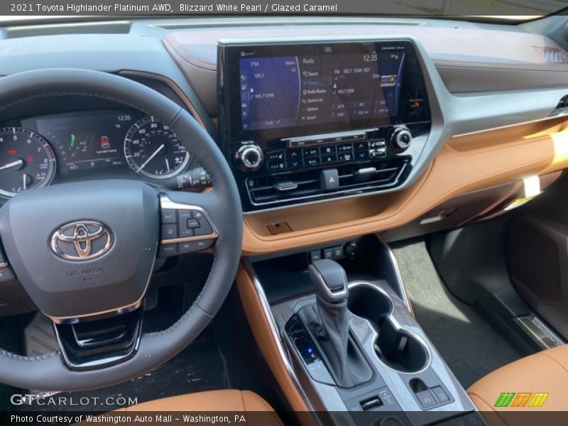 Blizzard White Pearl / Glazed Caramel 2021 Toyota Highlander Platinum AWD