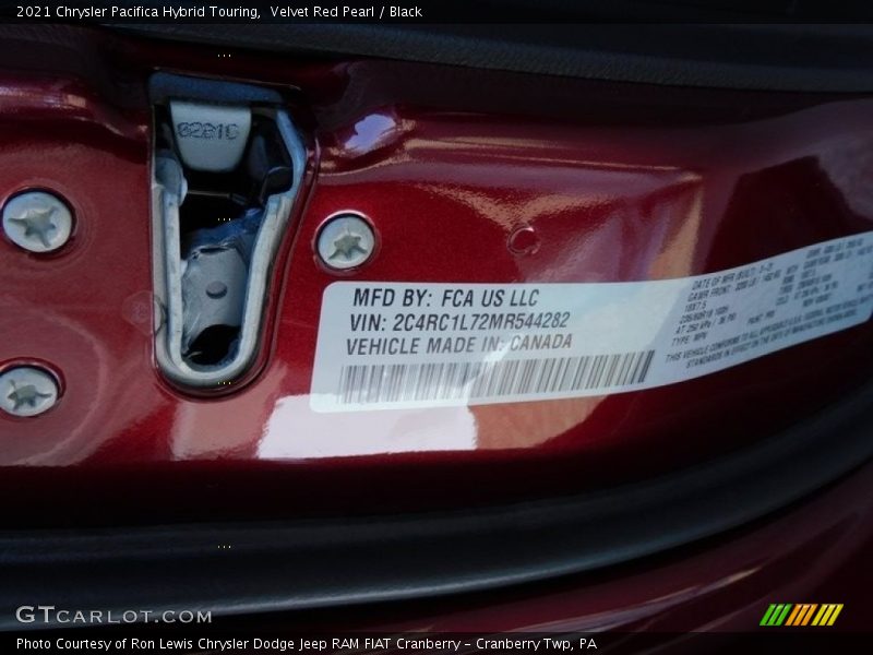 Velvet Red Pearl / Black 2021 Chrysler Pacifica Hybrid Touring