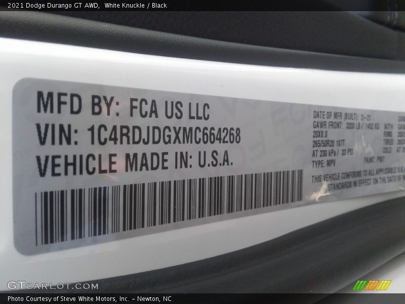 White Knuckle / Black 2021 Dodge Durango GT AWD