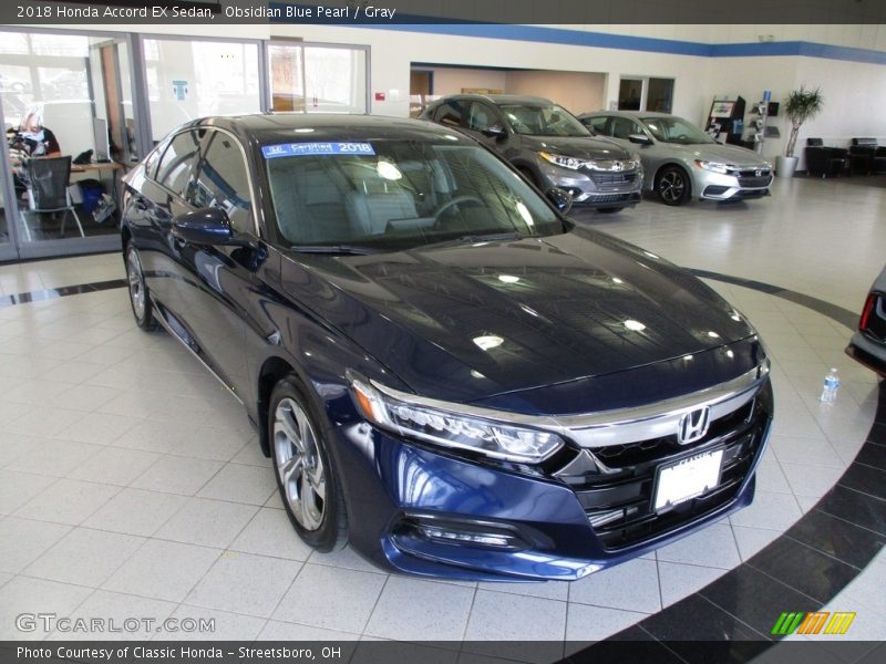 Obsidian Blue Pearl / Gray 2018 Honda Accord EX Sedan