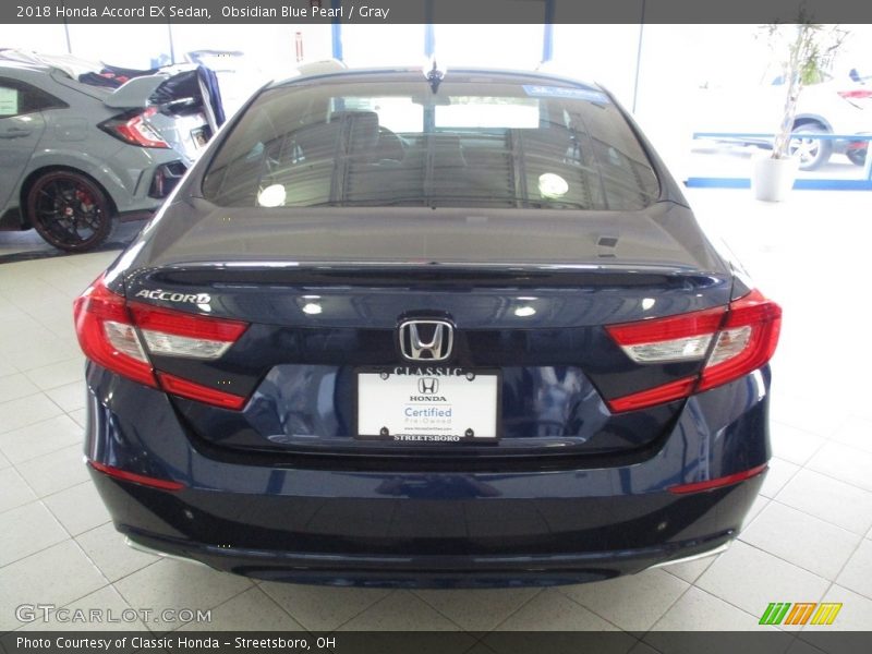 Obsidian Blue Pearl / Gray 2018 Honda Accord EX Sedan