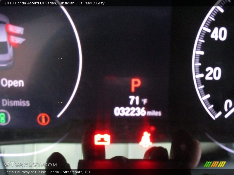 Obsidian Blue Pearl / Gray 2018 Honda Accord EX Sedan