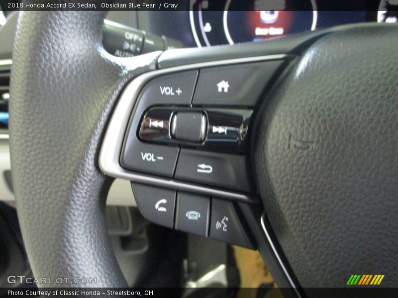 Obsidian Blue Pearl / Gray 2018 Honda Accord EX Sedan