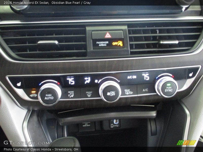 Obsidian Blue Pearl / Gray 2018 Honda Accord EX Sedan