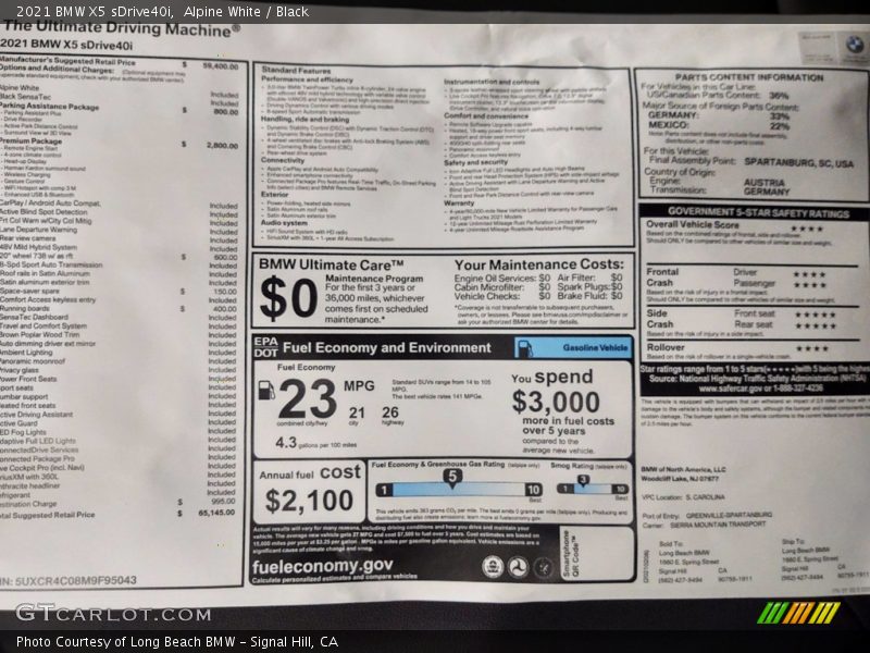 Alpine White / Black 2021 BMW X5 sDrive40i