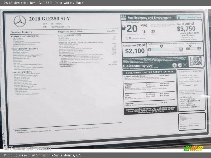 Polar White / Black 2018 Mercedes-Benz GLE 350