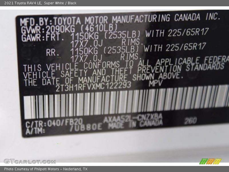 Super White / Black 2021 Toyota RAV4 LE