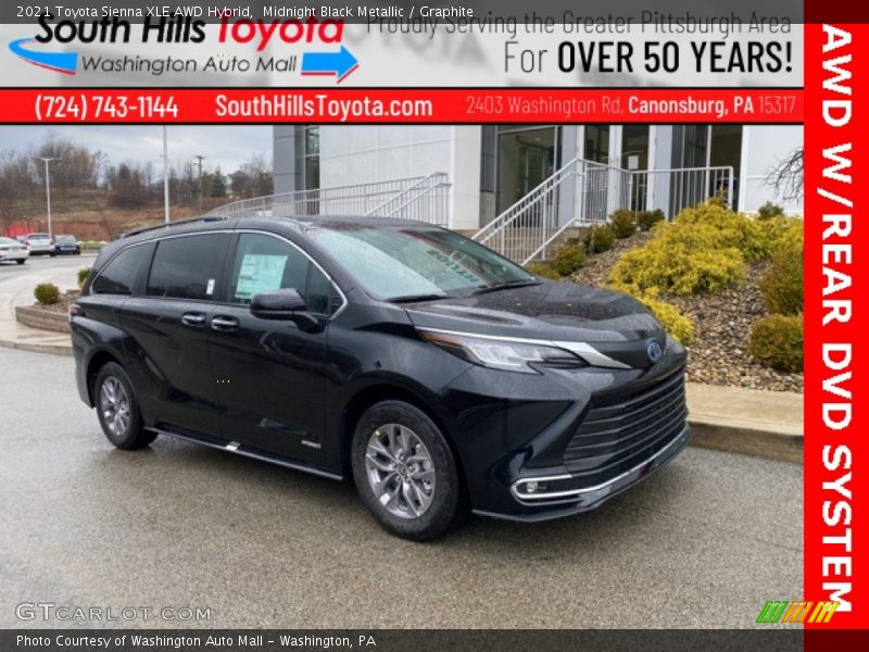 Midnight Black Metallic / Graphite 2021 Toyota Sienna XLE AWD Hybrid
