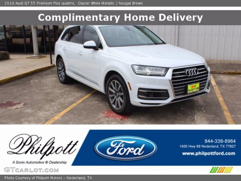 Glacier White Metallic / Nougat Brown 2019 Audi Q7 55 Premium Plus quattro