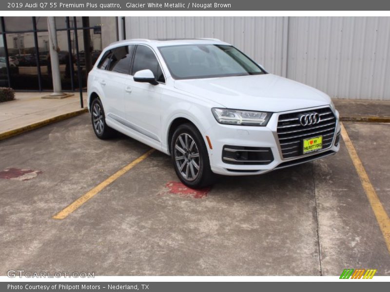 Glacier White Metallic / Nougat Brown 2019 Audi Q7 55 Premium Plus quattro