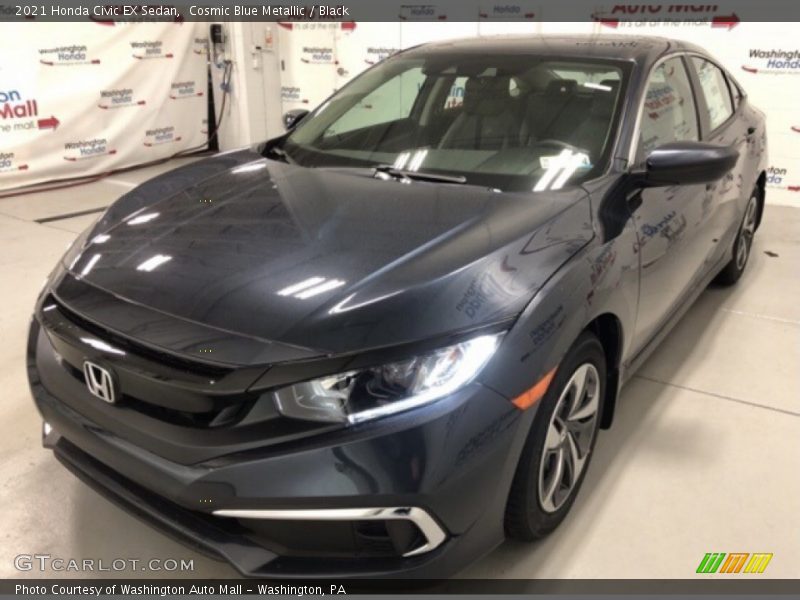 Cosmic Blue Metallic / Black 2021 Honda Civic EX Sedan
