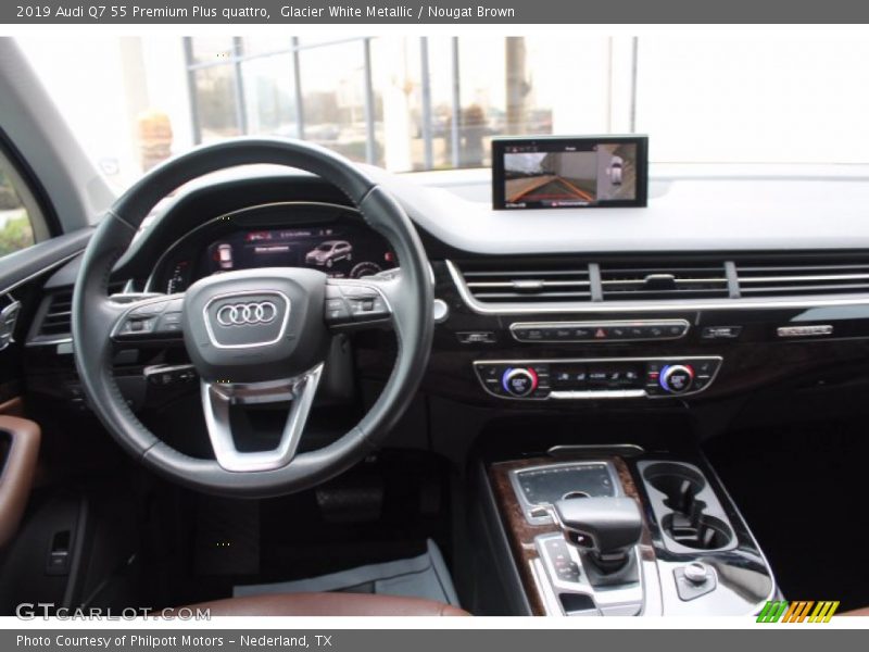 Glacier White Metallic / Nougat Brown 2019 Audi Q7 55 Premium Plus quattro