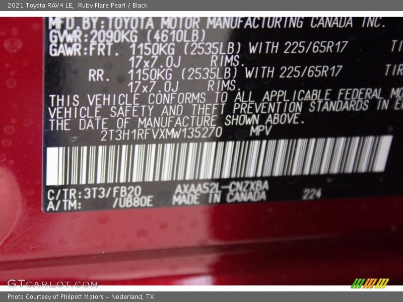 Ruby Flare Pearl / Black 2021 Toyota RAV4 LE