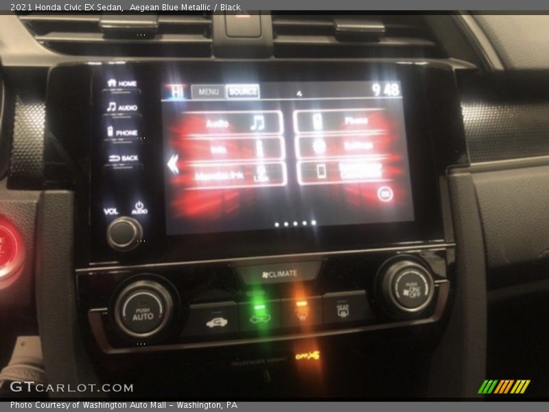 Aegean Blue Metallic / Black 2021 Honda Civic EX Sedan