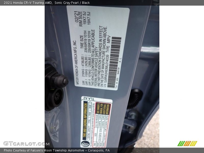 Sonic Gray Pearl / Black 2021 Honda CR-V Touring AWD