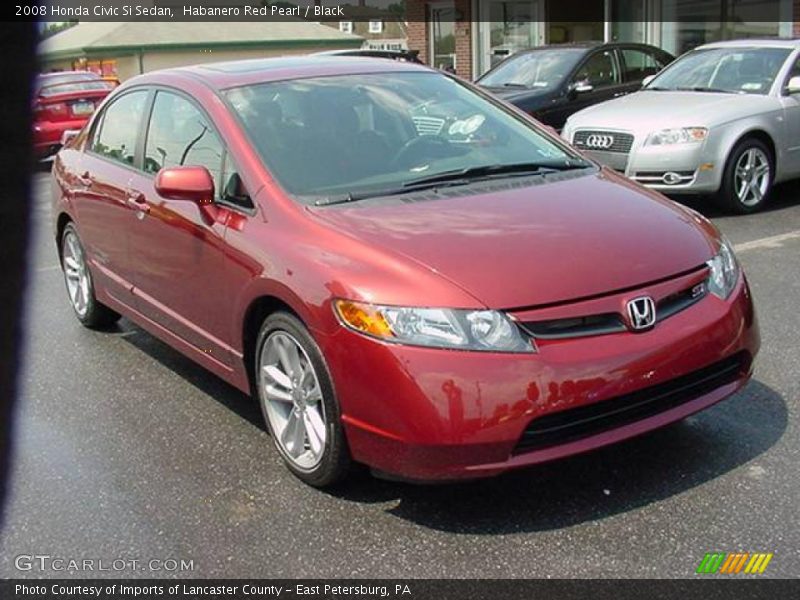 Habanero Red Pearl / Black 2008 Honda Civic Si Sedan