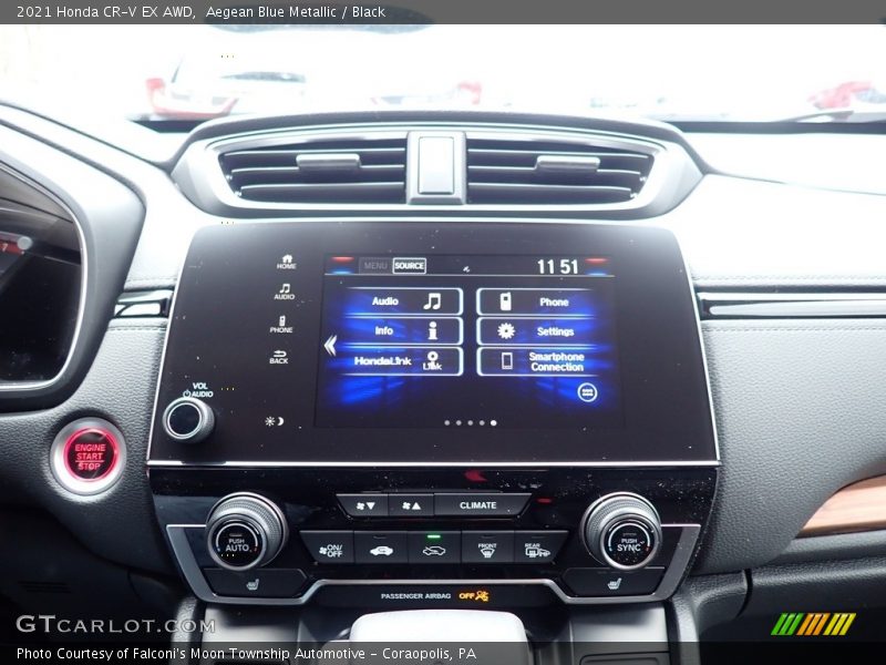 Aegean Blue Metallic / Black 2021 Honda CR-V EX AWD