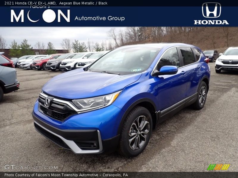 Aegean Blue Metallic / Black 2021 Honda CR-V EX-L AWD