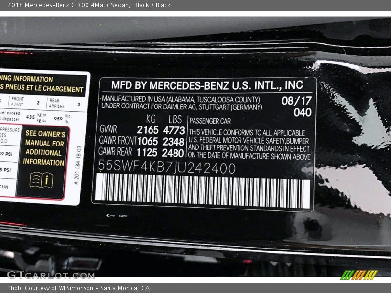 Black / Black 2018 Mercedes-Benz C 300 4Matic Sedan