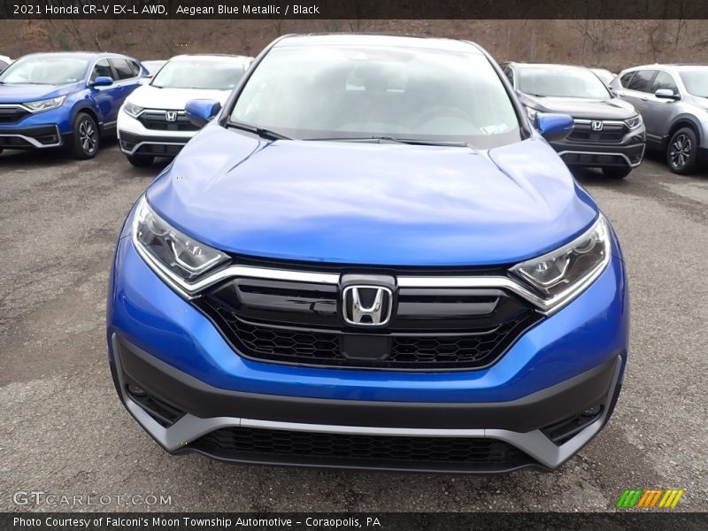 Aegean Blue Metallic / Black 2021 Honda CR-V EX-L AWD