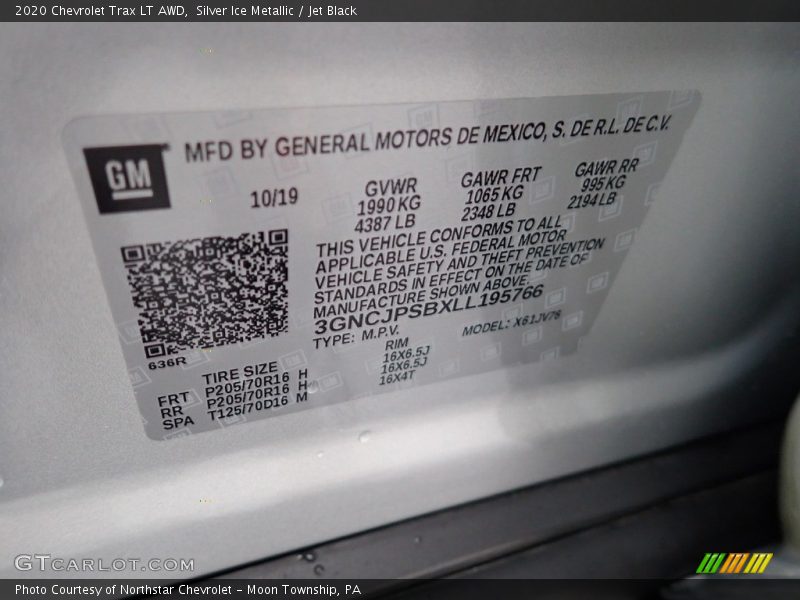 Silver Ice Metallic / Jet Black 2020 Chevrolet Trax LT AWD