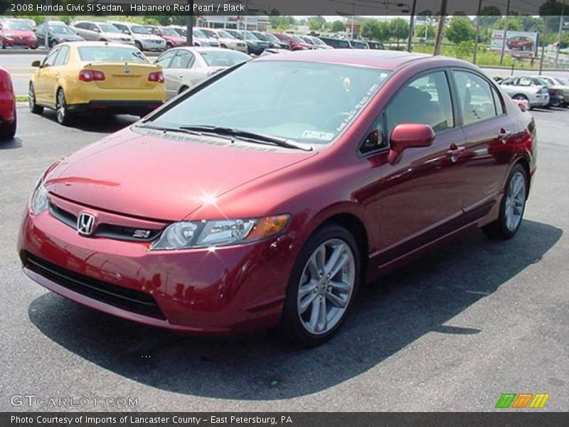 Habanero Red Pearl / Black 2008 Honda Civic Si Sedan