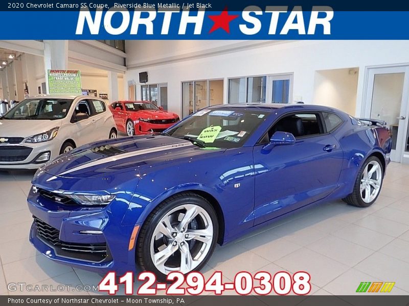 Riverside Blue Metallic / Jet Black 2020 Chevrolet Camaro SS Coupe