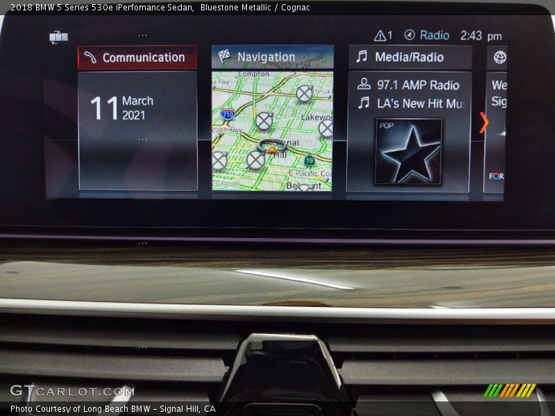 Bluestone Metallic / Cognac 2018 BMW 5 Series 530e iPerfomance Sedan