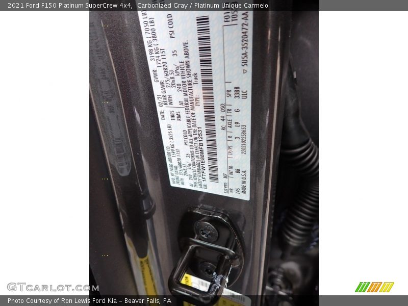 Carbonized Gray / Platinum Unique Carmelo 2021 Ford F150 Platinum SuperCrew 4x4