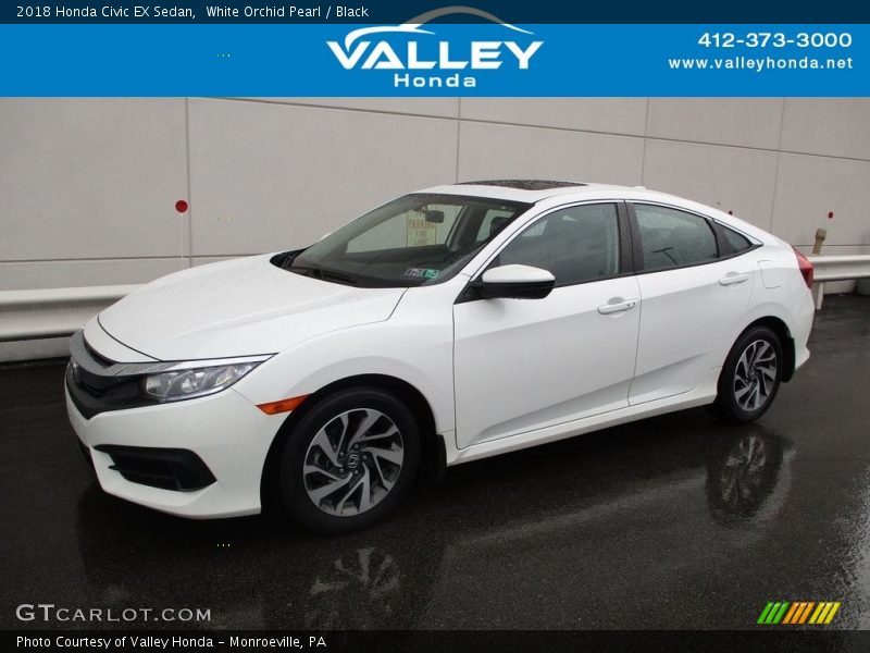 White Orchid Pearl / Black 2018 Honda Civic EX Sedan