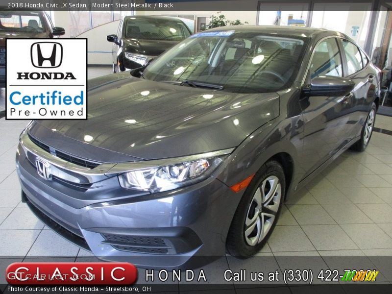 Modern Steel Metallic / Black 2018 Honda Civic LX Sedan