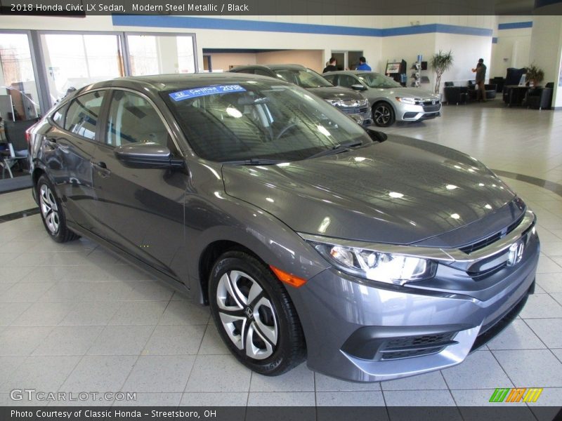 Modern Steel Metallic / Black 2018 Honda Civic LX Sedan