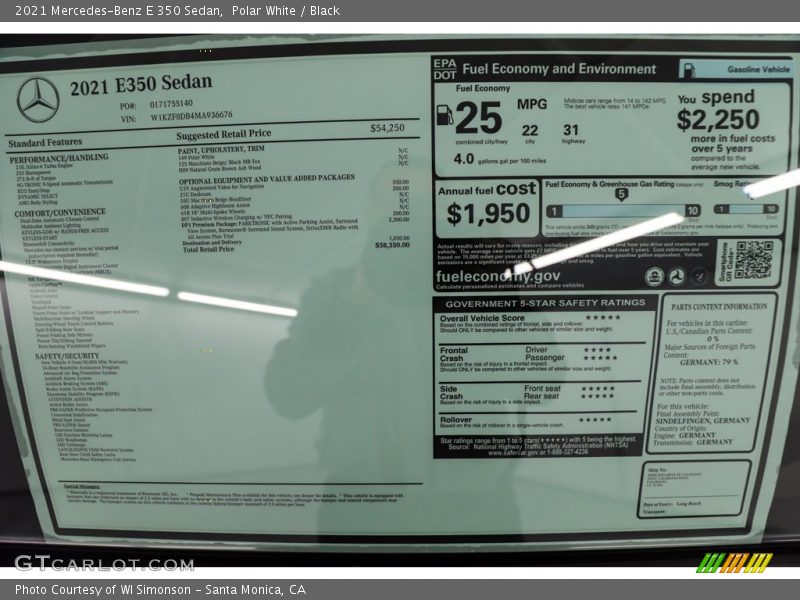 Polar White / Black 2021 Mercedes-Benz E 350 Sedan