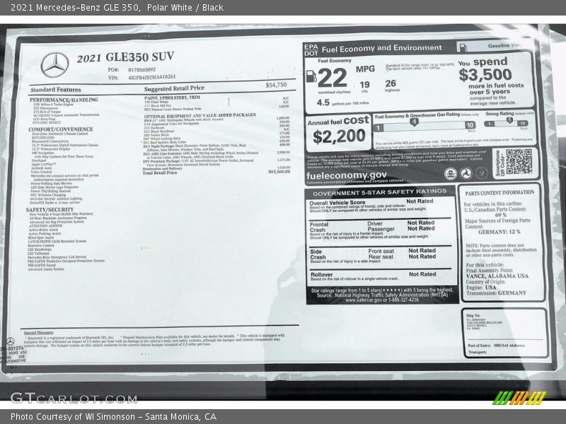 Polar White / Black 2021 Mercedes-Benz GLE 350