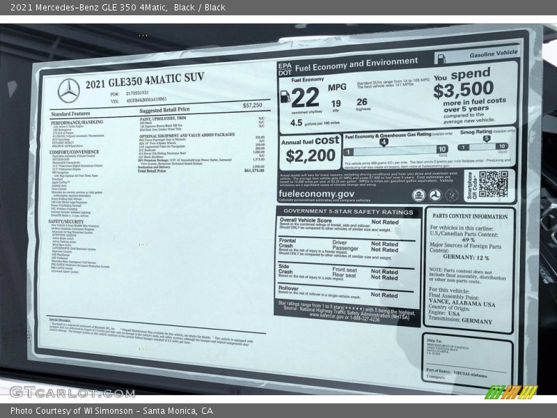 Black / Black 2021 Mercedes-Benz GLE 350 4Matic