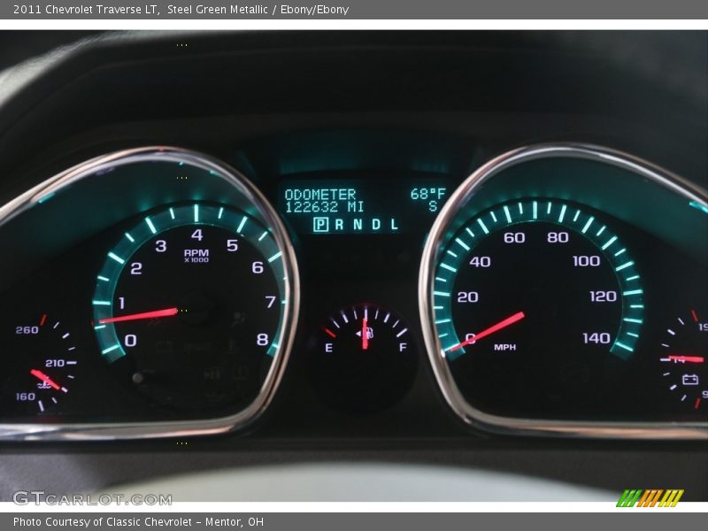Steel Green Metallic / Ebony/Ebony 2011 Chevrolet Traverse LT