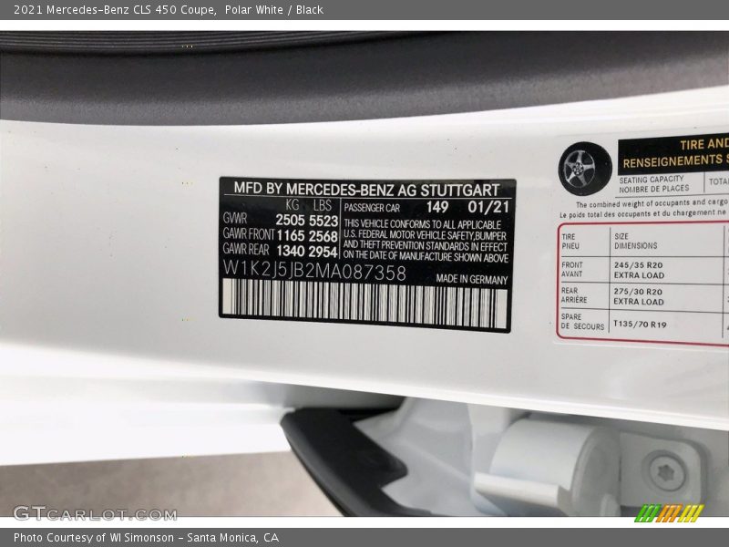 Polar White / Black 2021 Mercedes-Benz CLS 450 Coupe