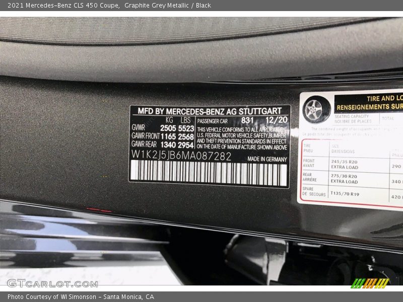 Graphite Grey Metallic / Black 2021 Mercedes-Benz CLS 450 Coupe