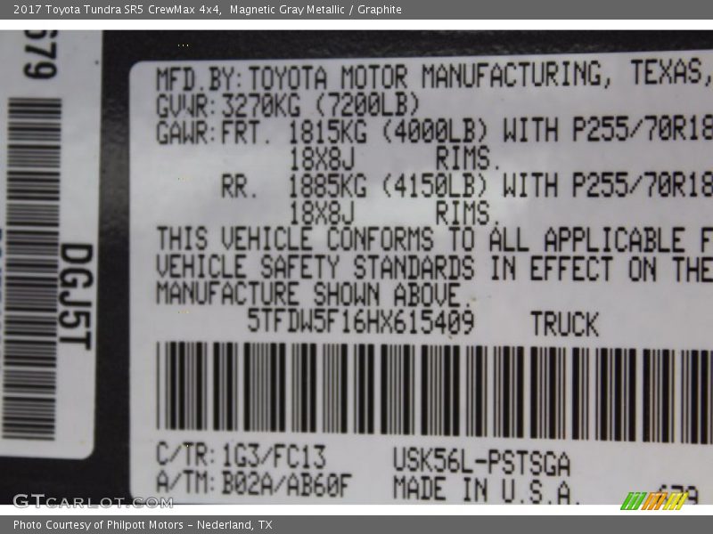 Magnetic Gray Metallic / Graphite 2017 Toyota Tundra SR5 CrewMax 4x4