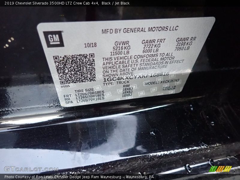 Black / Jet Black 2019 Chevrolet Silverado 3500HD LTZ Crew Cab 4x4