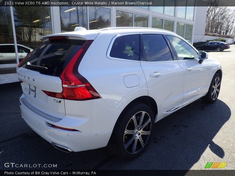 Crystal White Metallic / Maroon Brown/Charcoal 2021 Volvo XC60 T6 AWD Inscription