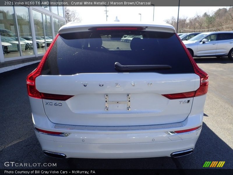 Crystal White Metallic / Maroon Brown/Charcoal 2021 Volvo XC60 T6 AWD Inscription