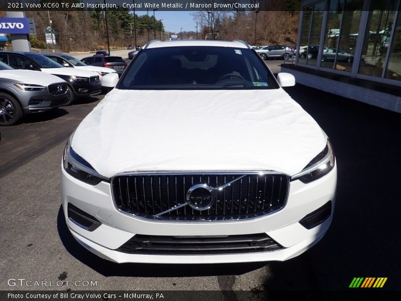 Crystal White Metallic / Maroon Brown/Charcoal 2021 Volvo XC60 T6 AWD Inscription