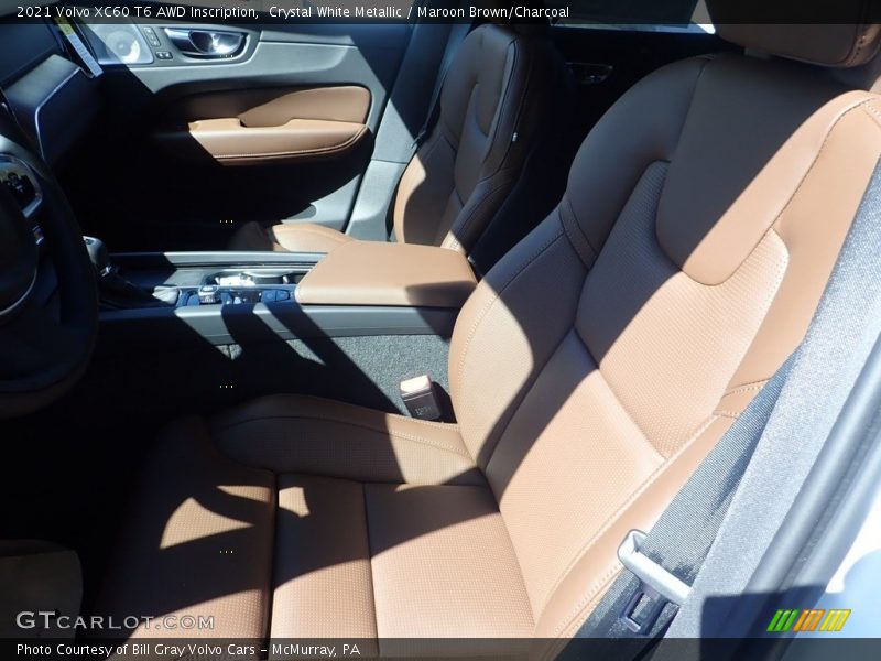 Crystal White Metallic / Maroon Brown/Charcoal 2021 Volvo XC60 T6 AWD Inscription