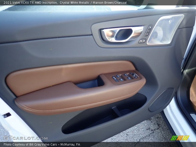 Crystal White Metallic / Maroon Brown/Charcoal 2021 Volvo XC60 T6 AWD Inscription