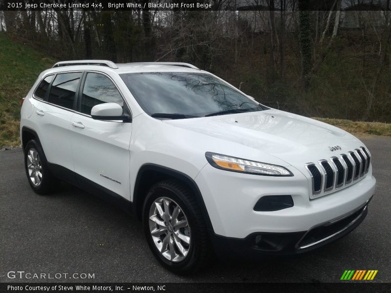 Bright White / Black/Light Frost Beige 2015 Jeep Cherokee Limited 4x4
