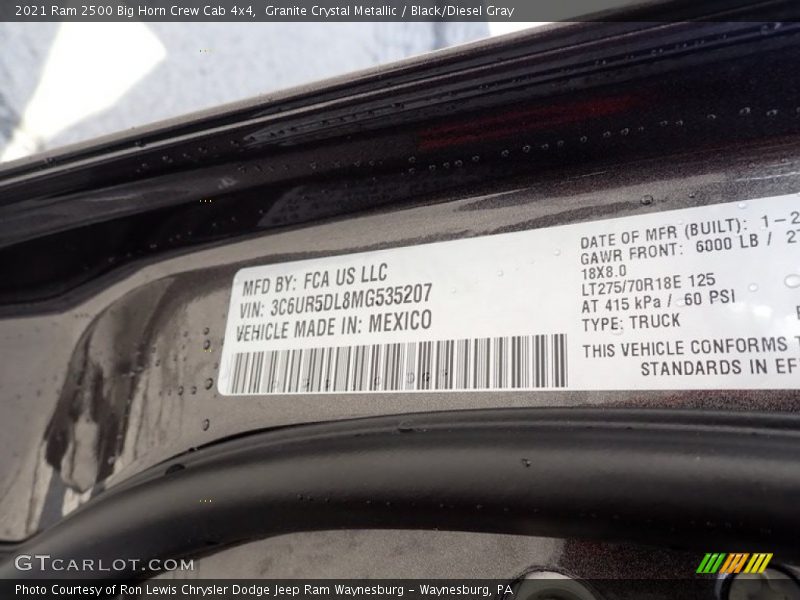 Granite Crystal Metallic / Black/Diesel Gray 2021 Ram 2500 Big Horn Crew Cab 4x4