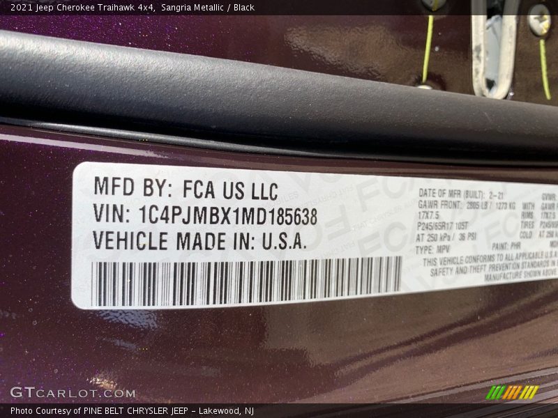 Sangria Metallic / Black 2021 Jeep Cherokee Traihawk 4x4