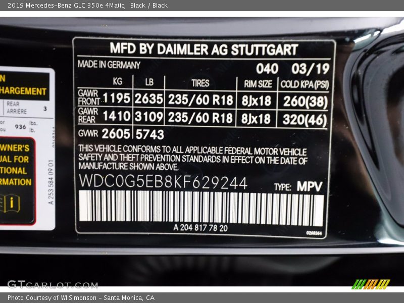 Black / Black 2019 Mercedes-Benz GLC 350e 4Matic